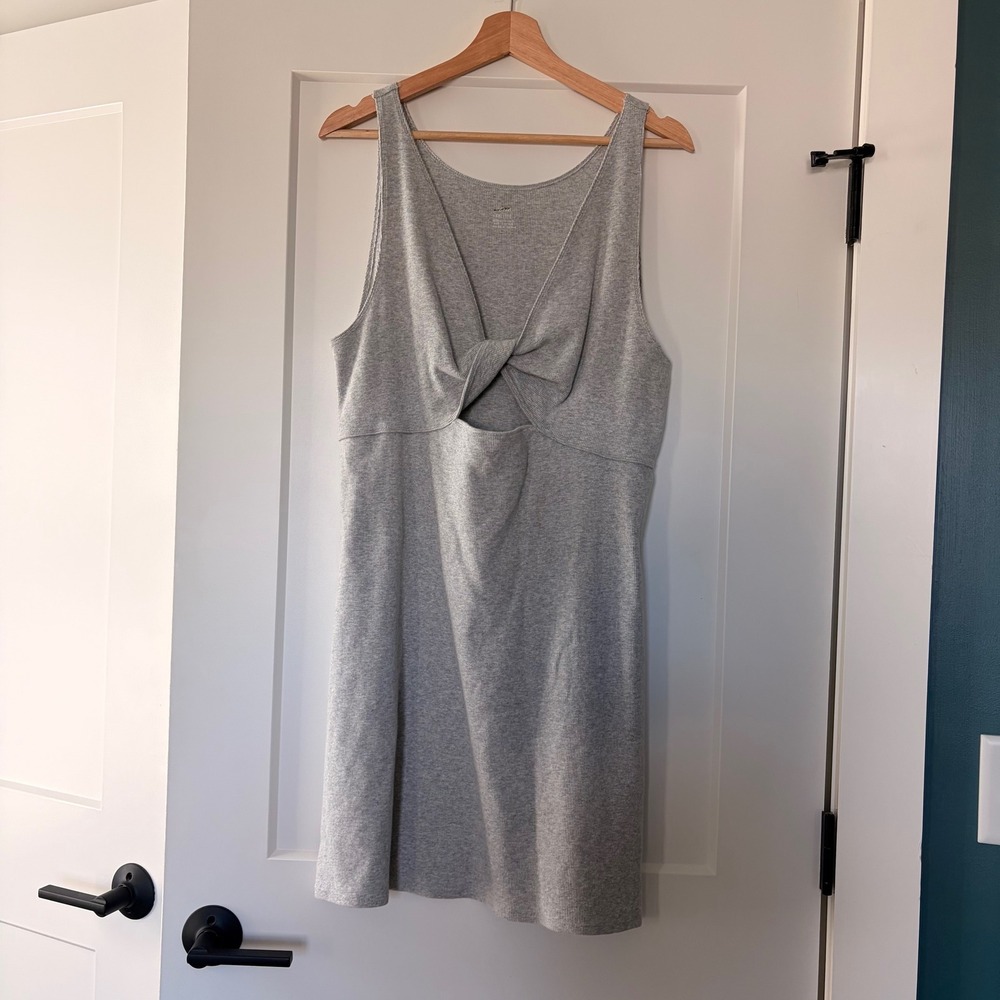 Aerie Bodycon Cutout Twist Ribbed Tank Mini Dress Size XXL Gray Y2K Summer Party